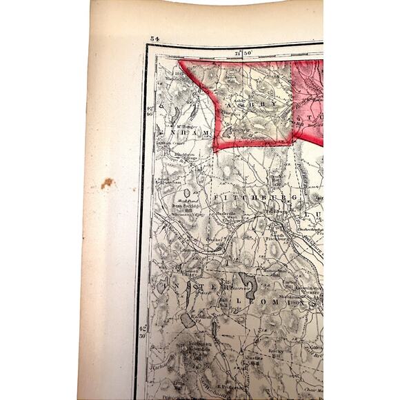 Middlesex Massachusetts 1871 Historical 25.5x17" Original Map Atlas - Picture 9 of 12